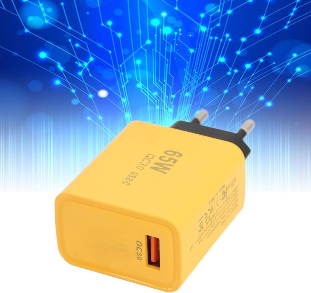 Suncre 65W Fast Charger Adapter | GaN 3-Port PD3.0 + QC3.0 | Dual USB-C & USB-A Power Adapter | Super Fast Charging