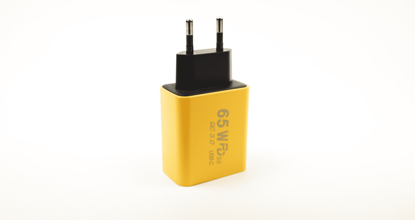Suncre 65W Fast Charger Adapter | GaN 3-Port PD3.0 + QC3.0 | Dual USB-C & USB-A Power Adapter | Super Fast Charging
