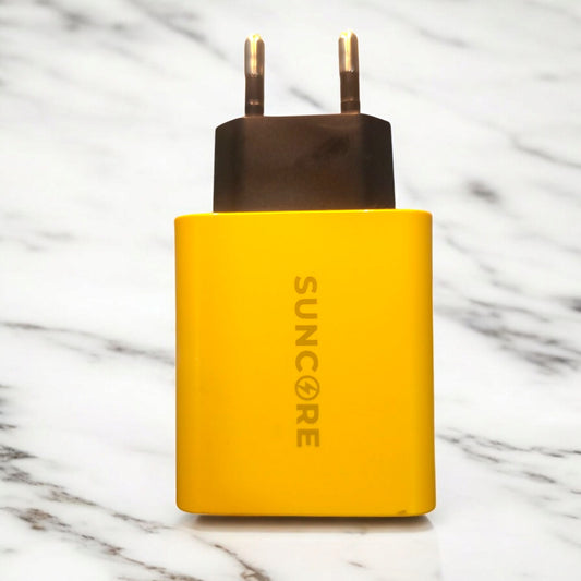 Suncre 65W Fast Charger Adapter | GaN 3-Port PD3.0 + QC3.0 | Dual USB-C & USB-A Power Adapter | Super Fast Charging