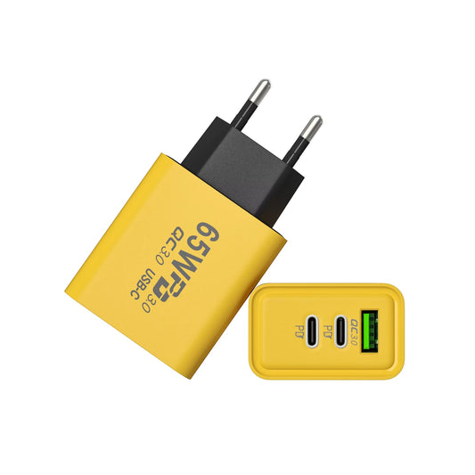 Suncre 65W Fast Charger Adapter | GaN 3-Port PD3.0 + QC3.0 | Dual USB-C & USB-A Power Adapter | Super Fast Charging